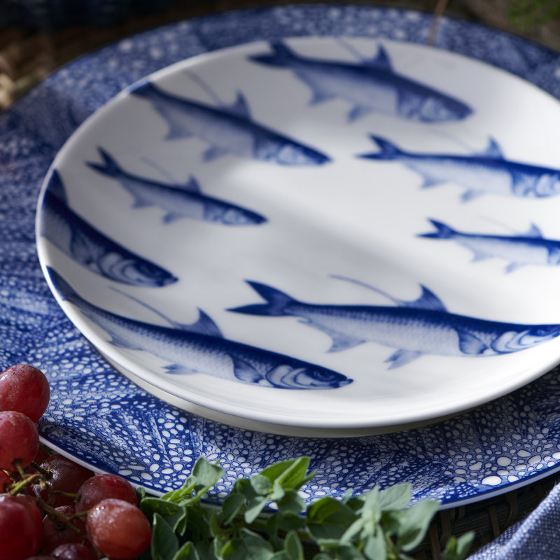School Of Fish Porcelain Salad/Dessert Plate