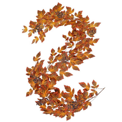 Paquet de 1 guirlande d'automne pour manteau 5,9 pi Prune artificielle Cimicifuga Ramosa plante feuilles guirlande feuilles d'automne vigne pour l'automne Halloween manteau de cheminée de l'Action de grâce jardin