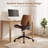 Modern Walnut Bentwood Armless Task Chair with Diamond Tufted Backrest-651689550