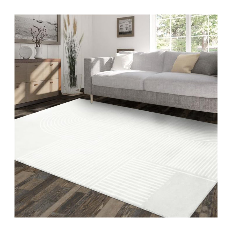 Machine Washable Area Rug 9x12 Beige Rug Modern Stain Resistant Large Carpet with Non Slip Backing for Living Room Bedroom Dining Room Nursery Neutral Indoor Floor Cover - 9' x 12'
