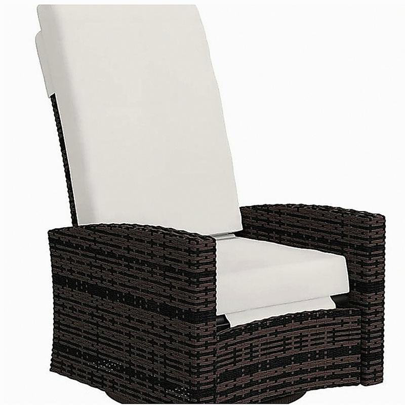 Swivel Recliner,Outdoor Wicker Swivel Recliner Chair, Khaki