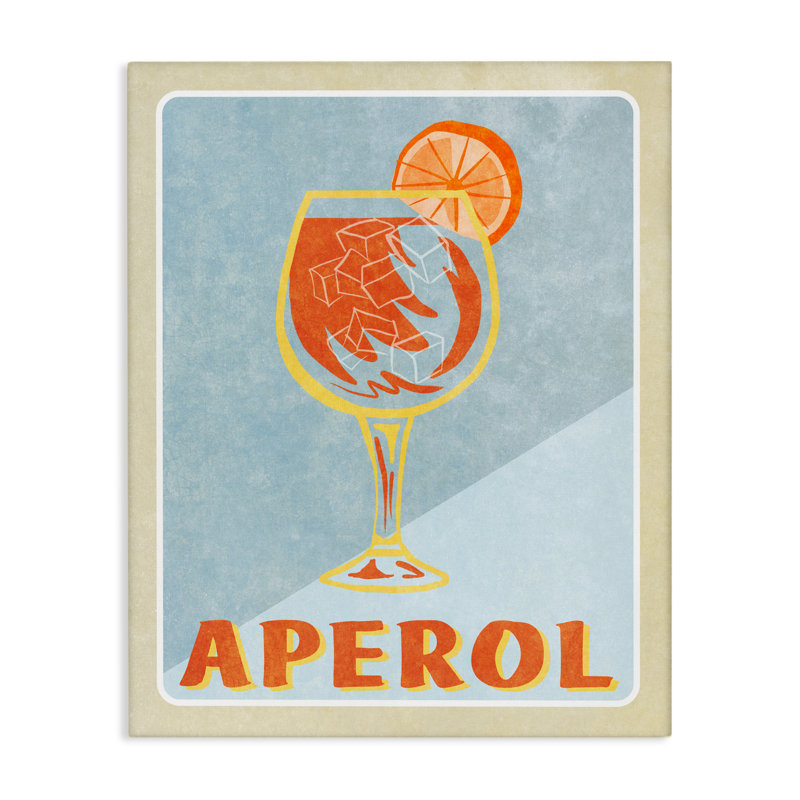 Toile rétro Aperol Spirz, conception par Elizabeth Medley, H 20 po x l 16 po