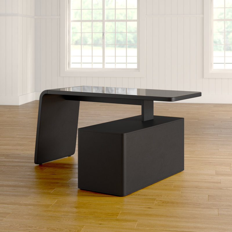 Altus L-Shaped Glass Top, Black/Matte Black