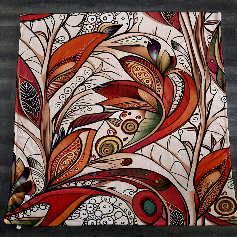Throw Blanket, 51" W x 60" L, Paisley/Abstract, Red/Green
