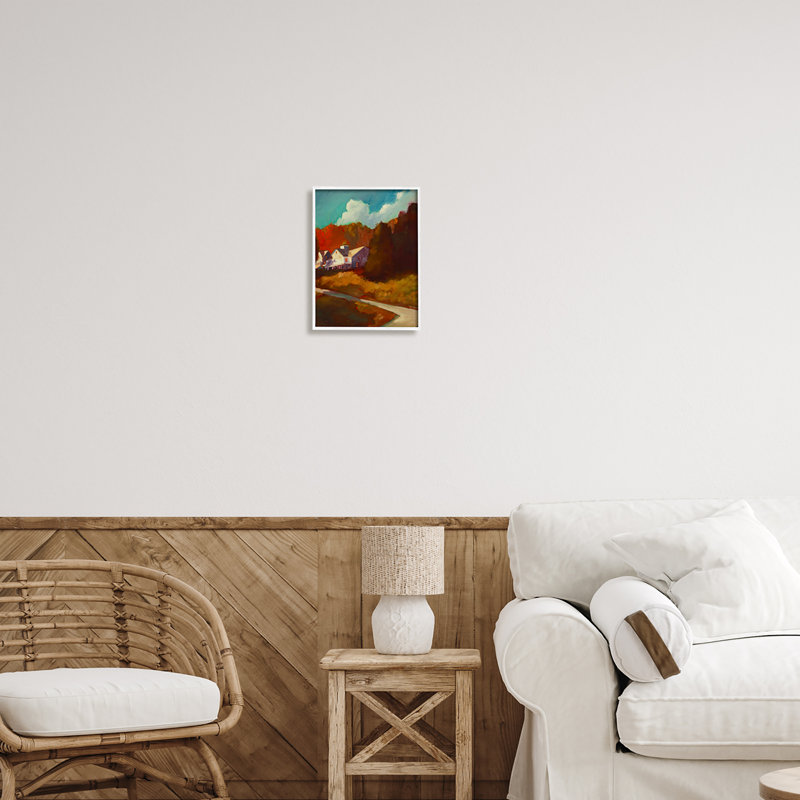 «Autumn Foliage Landscape» encadré sur bois par Eddie Barbini, peinture, H 14 po x l 11 po x P 1,5 po