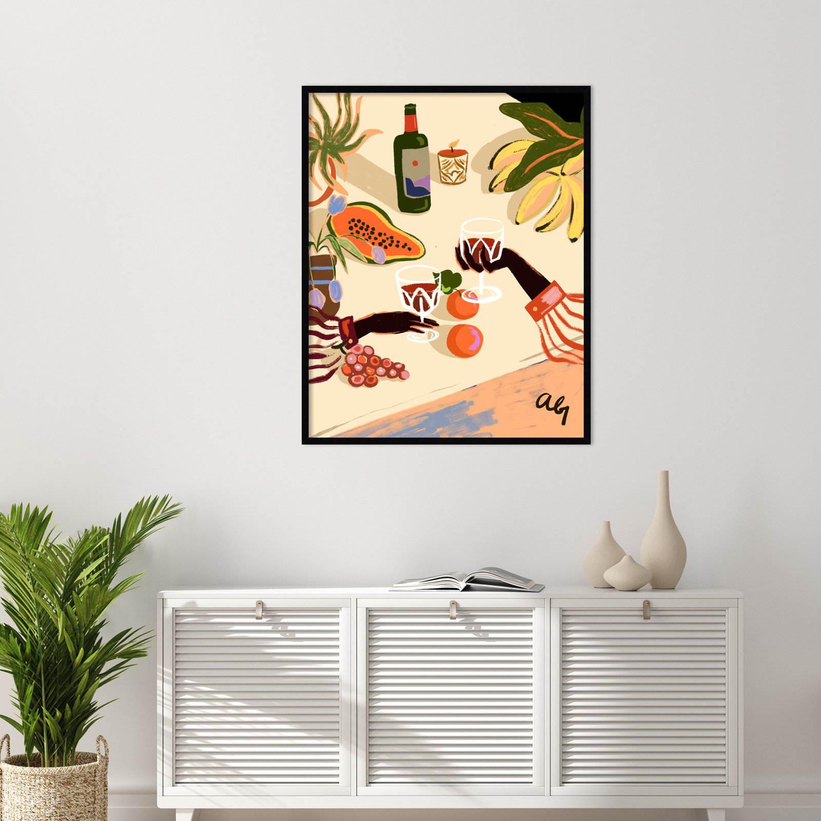 Pritchard "Cheers to You (Wine)" Print, Black, 41" H x 33" W