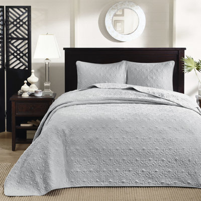 Grey Queen Reversible Bedspread - Fascinating Quilting Pattern Oversized For Optimal Fitting Pre-washed Cotton Filling Comfort Comes With And 2 Shams Machine Washable Bedding Supply Appealing Design