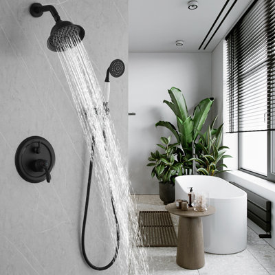 Système de douche mural complet à pluie avec douchette ronde