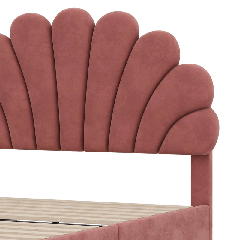 Madinah Upholstered Platform Bed, Red, Queen