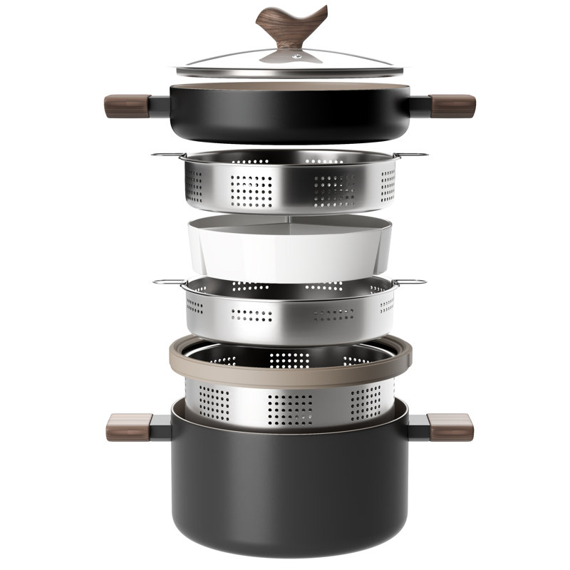 Stock Multipurpose Pasta Pot with Strainer Lid, Black