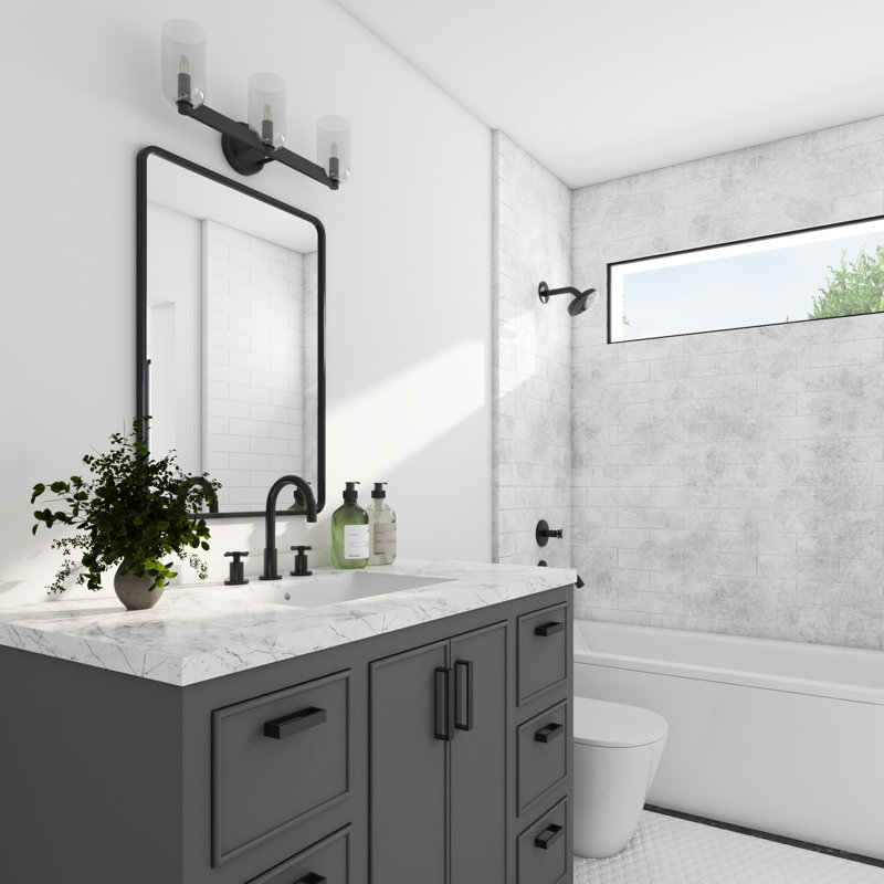 Hansley 3-Light Bathroom Vanity with Clear Glass