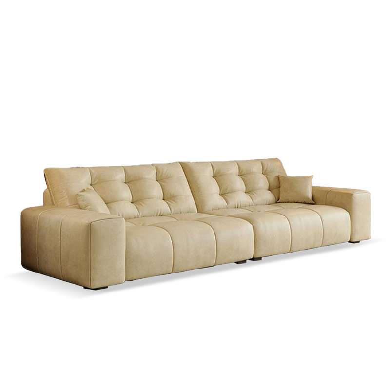 Coussin beige modulaire en similicuir, H 31,5 po x l 118,11 po x P 31,5 po, Beige