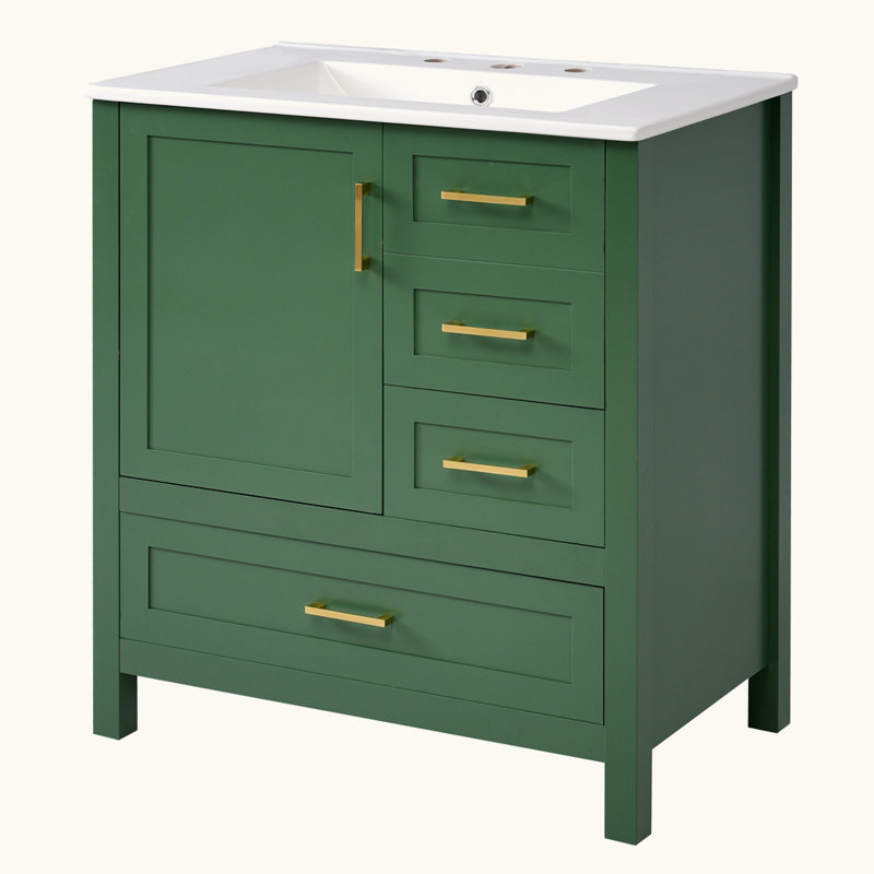 Ensemble de meuble-lavabo avec lavabo, Vert