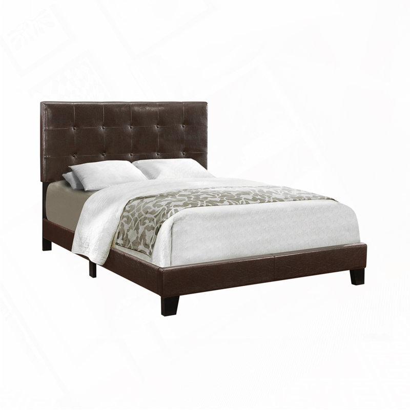 Lit plateforme tapissier en similicuir, Double