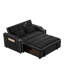 1 canapé-lit pliable polyvalent en 3 longueurs, canapé-lit moderne en velours, dossier réglable, avec port USB, cendrier et support pour téléphone pivotant (noir)