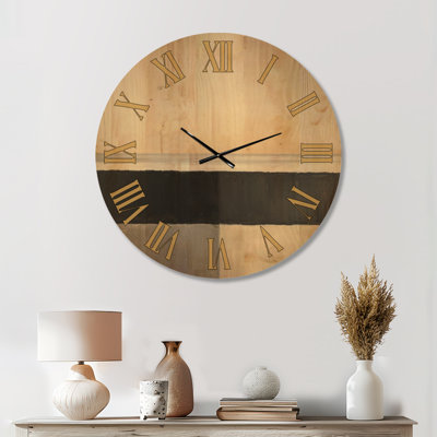 Quiet Shoreline Horizon - Cream Minimalist Round Solid Wood Wall Clock