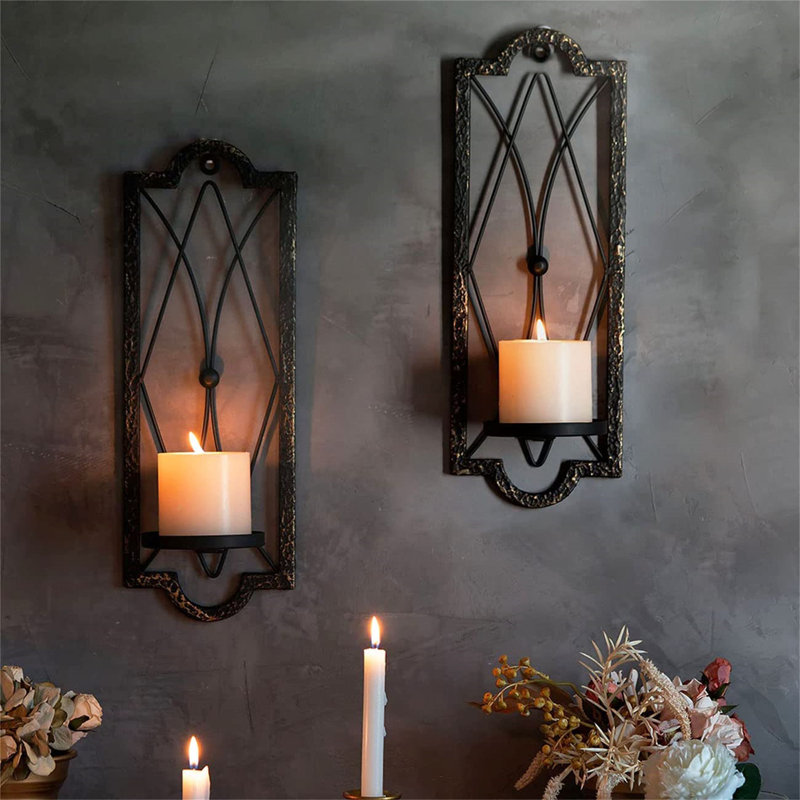 2 Piece Metal Wall Candelabra Set