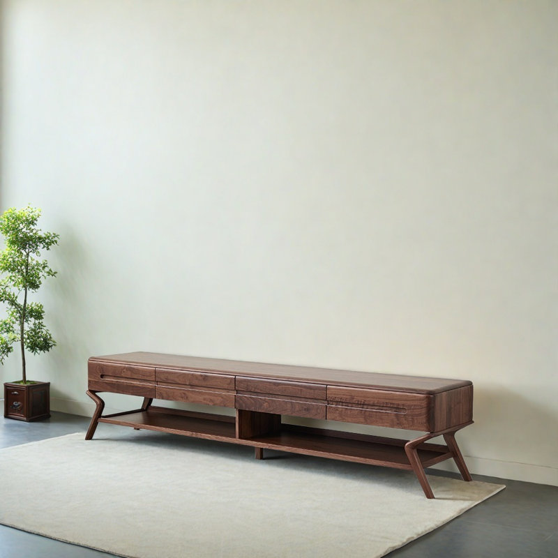 American style solid wood double-layer TV stand