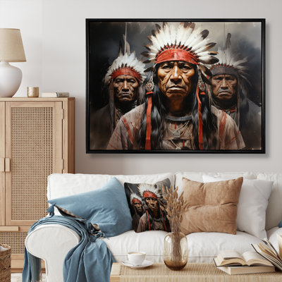 Native Art War Paint Portrait - Native American Wall Art Living Room