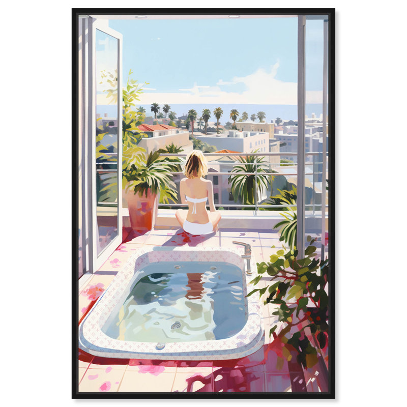 Art mural sur toile de salle de bain Jacquelins matin par Art Remedy, Cadre noir, H 16 po x l 11 po