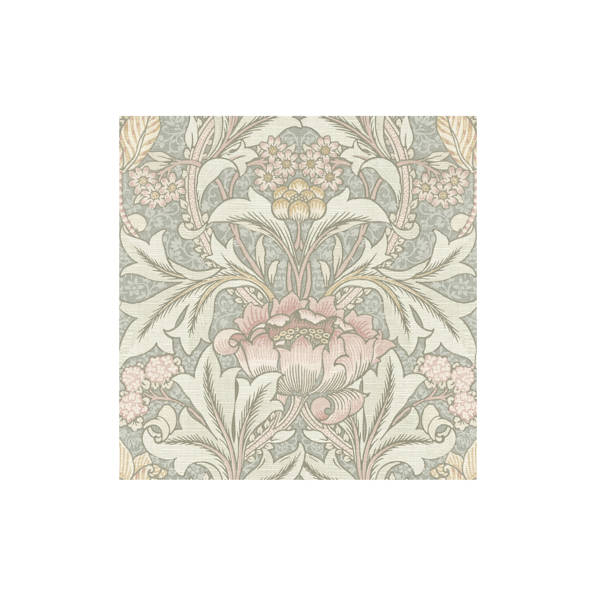 Rihanon Floral Roll, Gray/Green Mist