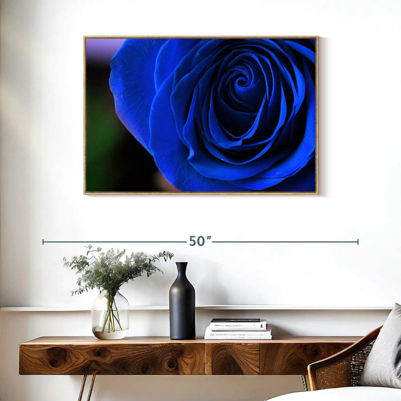 Bleu rose arbuste, Cadre flottant en bois naturel, 37 po x 25 po