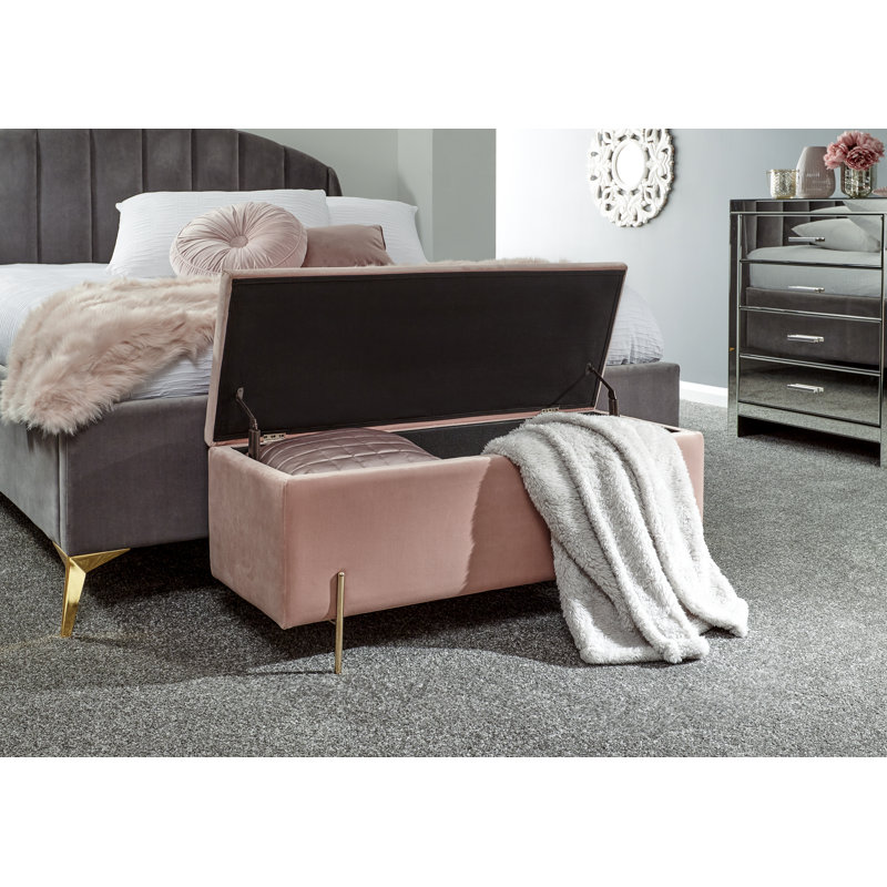 Baringer Upholstered Storage Bench, Blush Pink