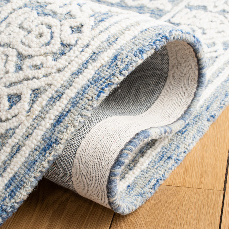 Tapis en laine et coton touffeté à la main Pezanetti avec latex Southwestern, Carré 6 pi