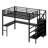 Metal Loft Bed With L-Shaped Desk And USB, Wardrobe And  Shelf, High Loft Bed With LED For Kids Teens Adults-268928733-268928735