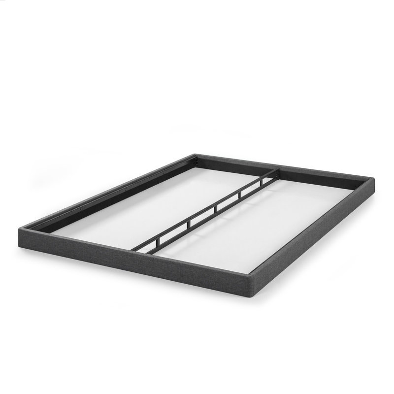 King Size Gray Upholstered Metal and Wood Box Spring