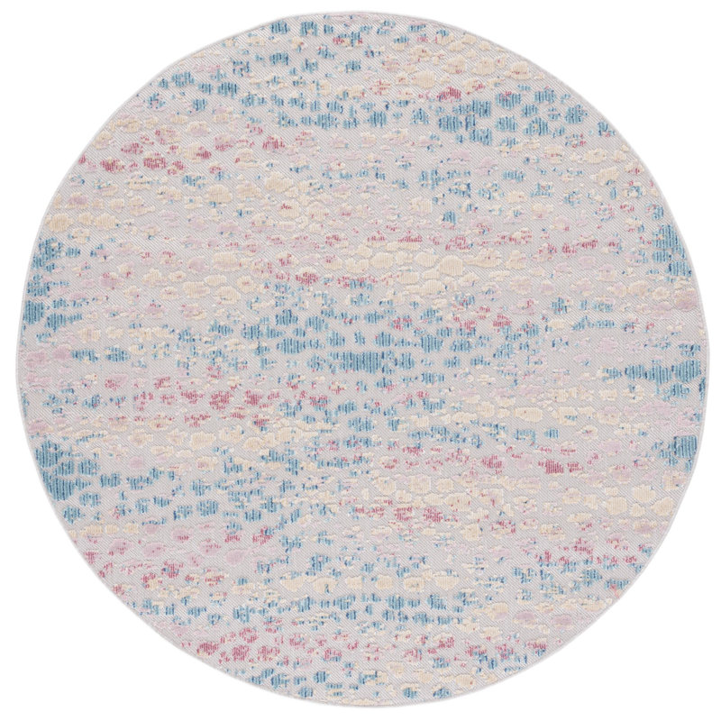 Clerkin Performance Abstract Indoor/Outdoor Area Rug, Round 6'