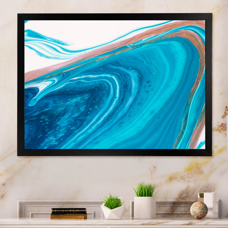 Luxury Marble River IV - reproduction d'art sur toile encadrée, Toile avec cadre noir, H 8 po x l 12 po x P 1 po