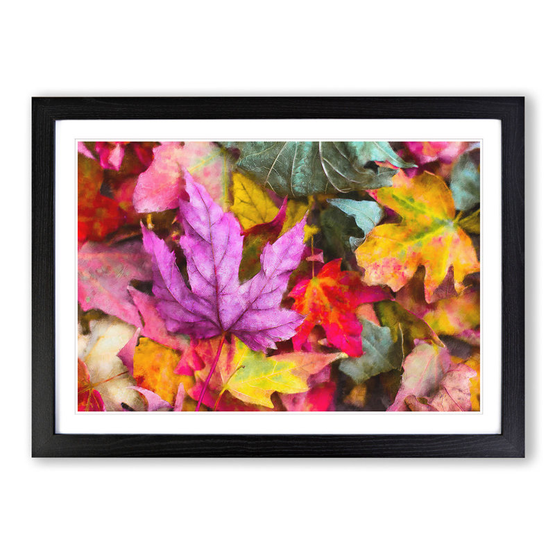 Colourful Autumn Leaves - Picture Frame Graphic Art Print, 45cm H x 63cm W x 2cm D, Black Framed