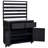 4-Piece Outdoor Rolling Kitchen Island with Sink, Stainless Top & Movable Shelves (Black)-129470460