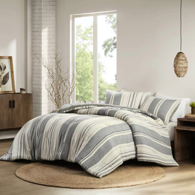 King/ King Comforter 3 Pcs - Casual Aesthetic, Mixed Waffle And Gauze Textures, All Season Comfort With Fill 3Pcs Look, Special Texture, Breathable Cotton For Seasons