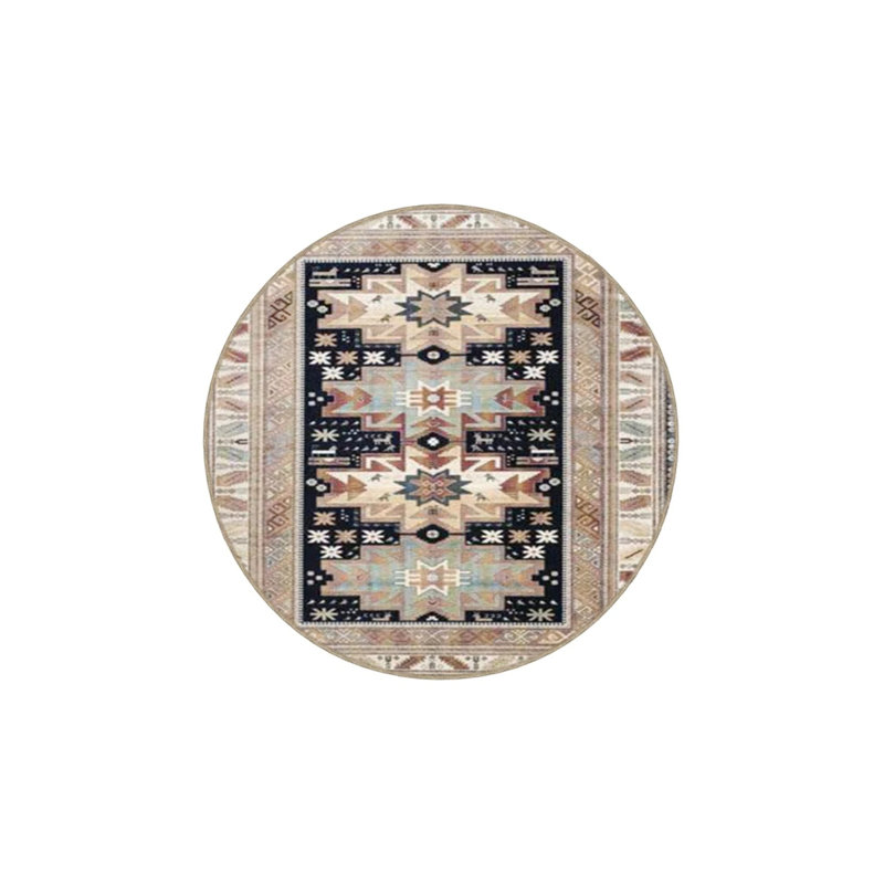 Cream Geometric Modern Washable Cotton Decorative Carpet, Rectangle 3'4" x 5'