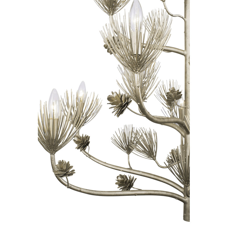 Majestic Pine 12-Light Tiered Chandelier in Zen Gold