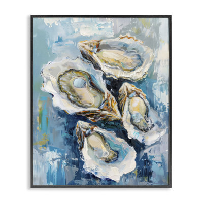 Freshly Shucked Oysters Framed Giclee Art by LSR Design Studio