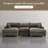 4 - Piece Upholstered Light Gray Faux Rabbit Fur Flannel Reversible Modular Sofa Living Room Sectional Couch with Ottoman-1085892515-1085892525-1085892527