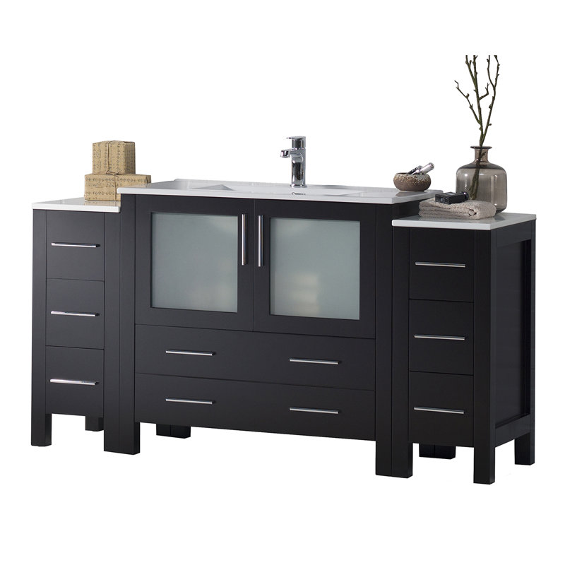 60" Single Bathroom Vanity with Sink, Espresso