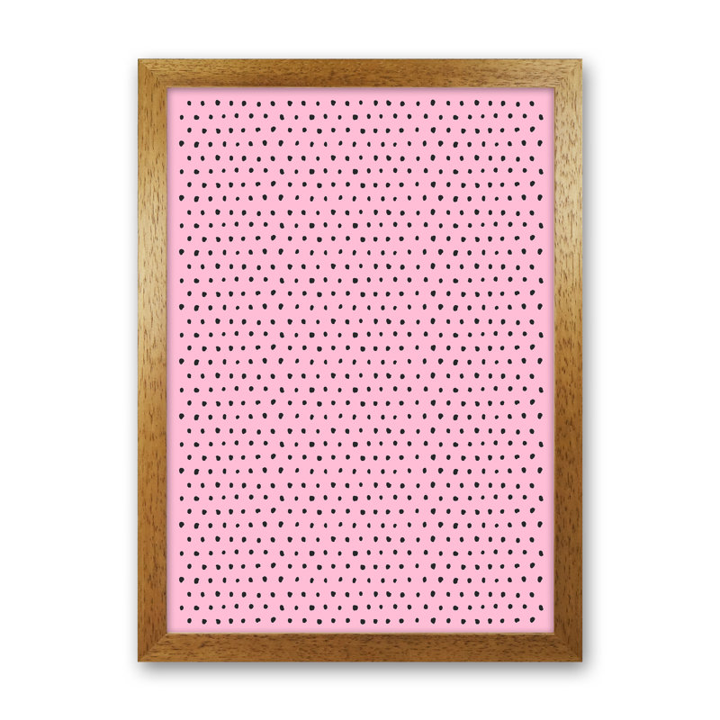 Artsy Dots Pink - Print, Brown Framed, 46cm H x 34cm W x 3cm D