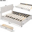 Grand lit plateforme tapissier avec lit gigogne et 2 tiroirs - Tête de lit beige pour lit gigogne fonctionnel, rembourrage en mousse confortable, revêtement