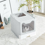 Foldable Plastic Cat Litter Box Top Entry Type Anti-Splashing With Lid/ Scoop