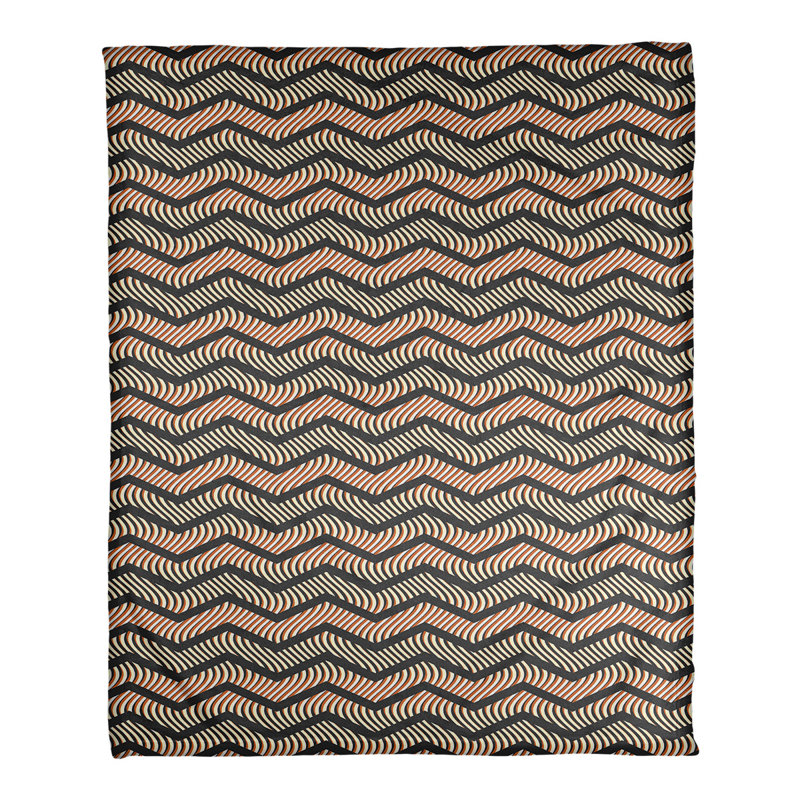 Couverture polaire à chevrons ondulés, l 30 po x L 40 po, Noir / Orange