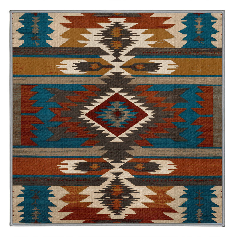 Washable Sheep Southwestern Area Rug, Square 7'