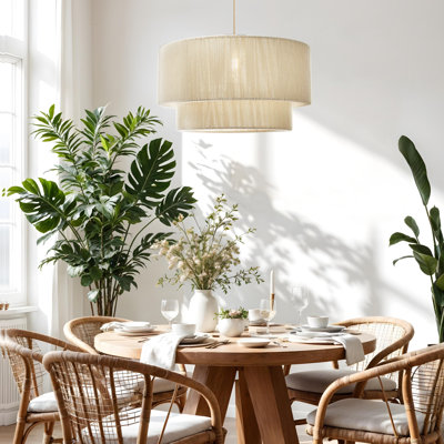 Annasia – 24", 28", 32'' Natural, Ivory White, or Black Jute Fiber Plug-In or Hardwired Pendant Light Fixture for Dining Room, Bedroom, Kitchen Island, or Living Room in Japandi, Boho, Coastal, or Modern Decor Styles