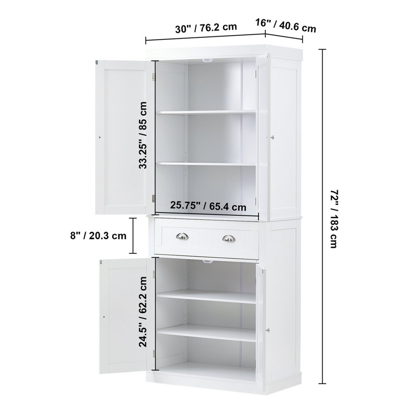 Armoire de rangement pour garde-manger 72 po, armoires utilitaires autoportantes avec portes