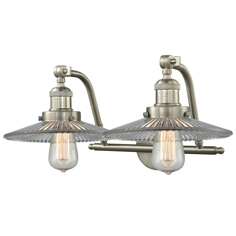 Miramontes 2 - Light Dimmable Vanity Light, Brushed Satin Nickel, Clear Halophane, 60 W Vintage Bulb