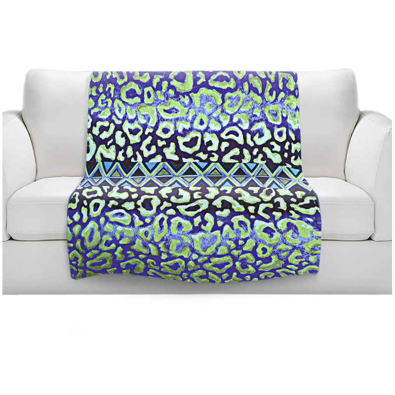 Couverture sherpa en bleu doux leopard, l 51 po x L 60 po