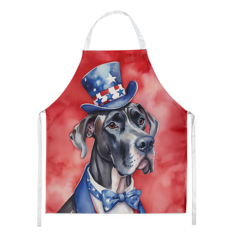 Patriotic American Apron, Black Great Dane